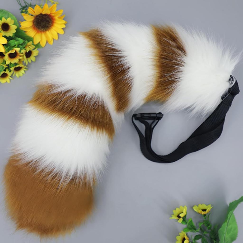 Raccoon ear headband, long tail role-playing party prop