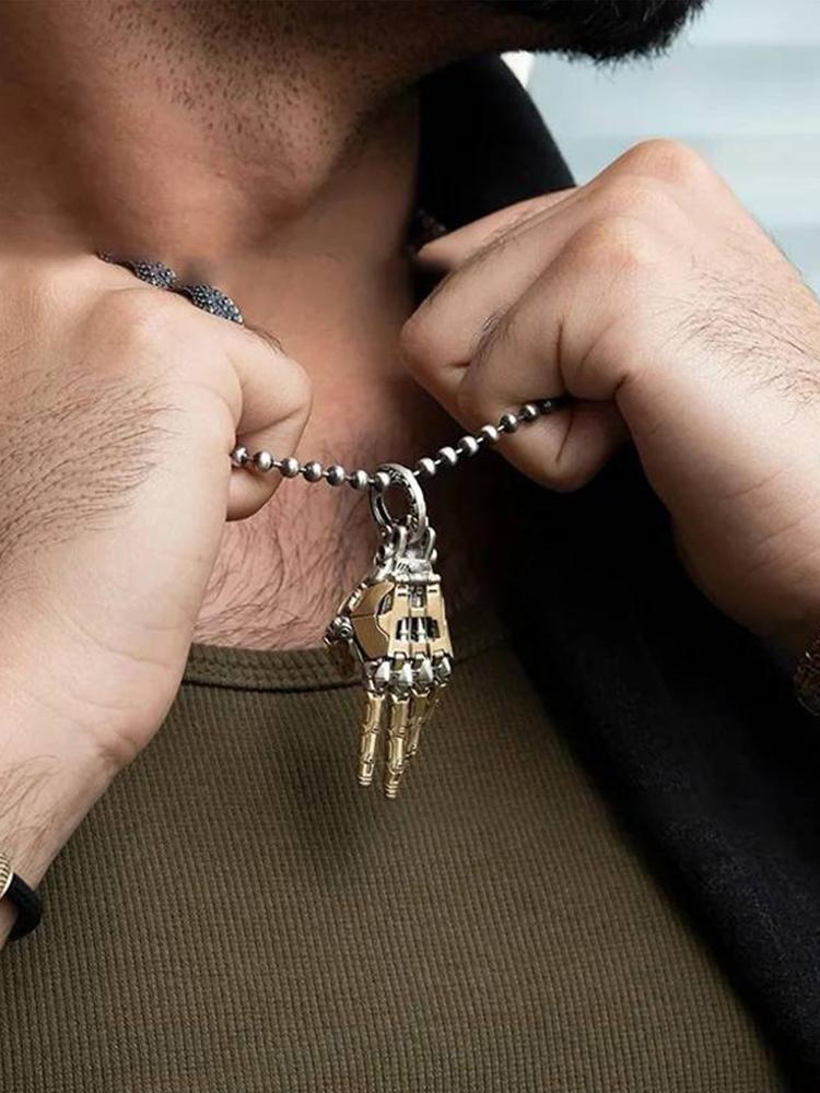 Roboterhand Anhänger Bewegliche Fingergelenke Mechanische Bionische Hand Anhänger Roboterhand Charm Schmuck für Männer/Frauen
