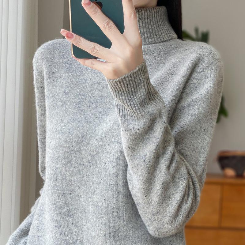 2024 Autumn/Winter Women's Turtleneck Sweater: 100% Pure Wool, Thick & Loose Knit Base Layer