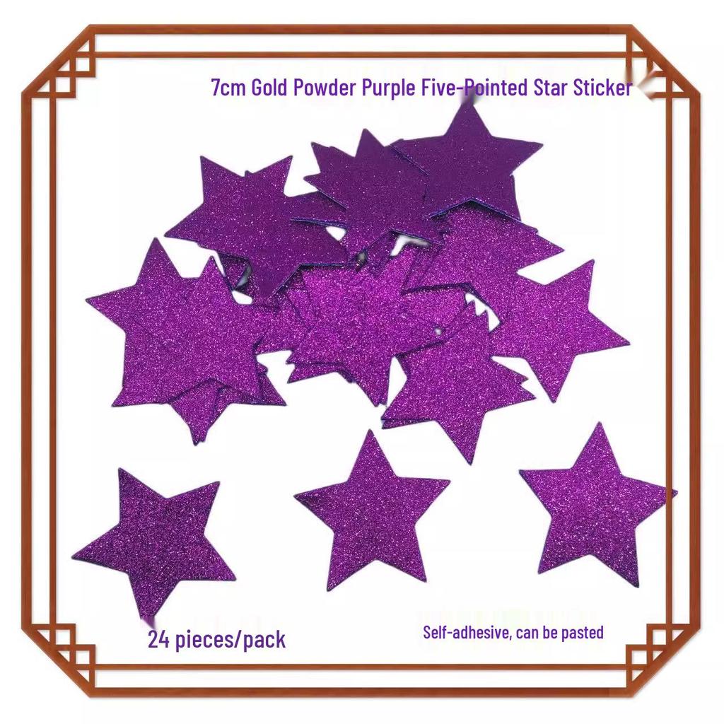 Gold Glitter Five-Pointed Star Foam Stickers for Kindergarten - Small EVA Geometric Shapes