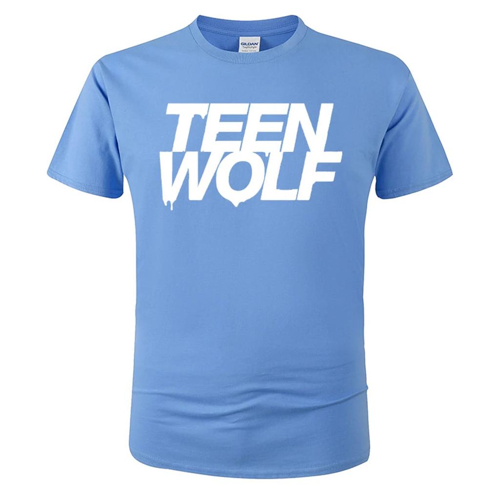 Teen Wolf Letter Print 2024 Summer Popular Trend Simple Round Neck T-shirt Casual High endVersatile Short SleeveG138