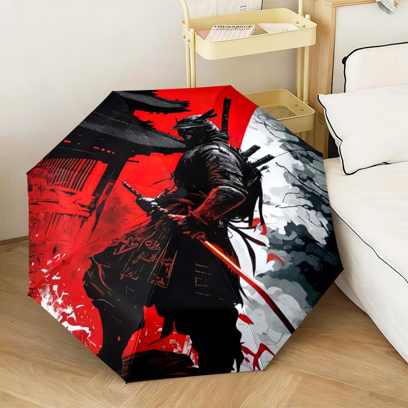 1PC Samurai  Automatic Umbrella - Suitable Travel Outdoor Portable Umbrella Birthday Gift Daily Essentials