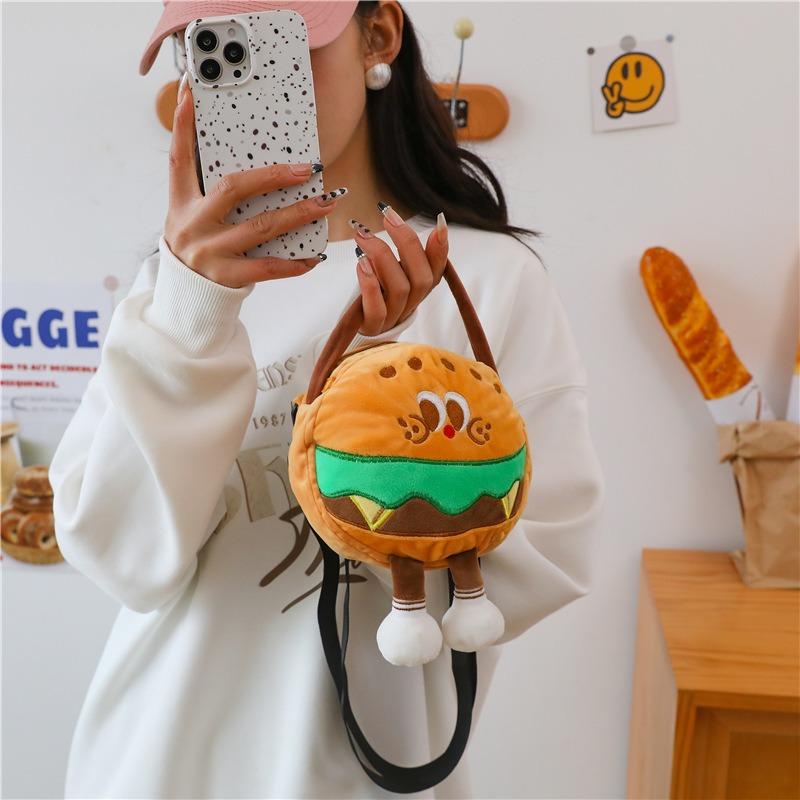 New Plush Bag Cartoon JK Girl Student Cute Burger Cola Children's Shoulder Messenger Bag