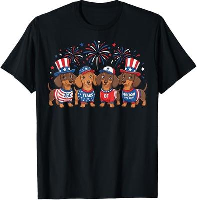 250 Anniversary USA Shirt Dog Dachshund 4th of July T-Shirt