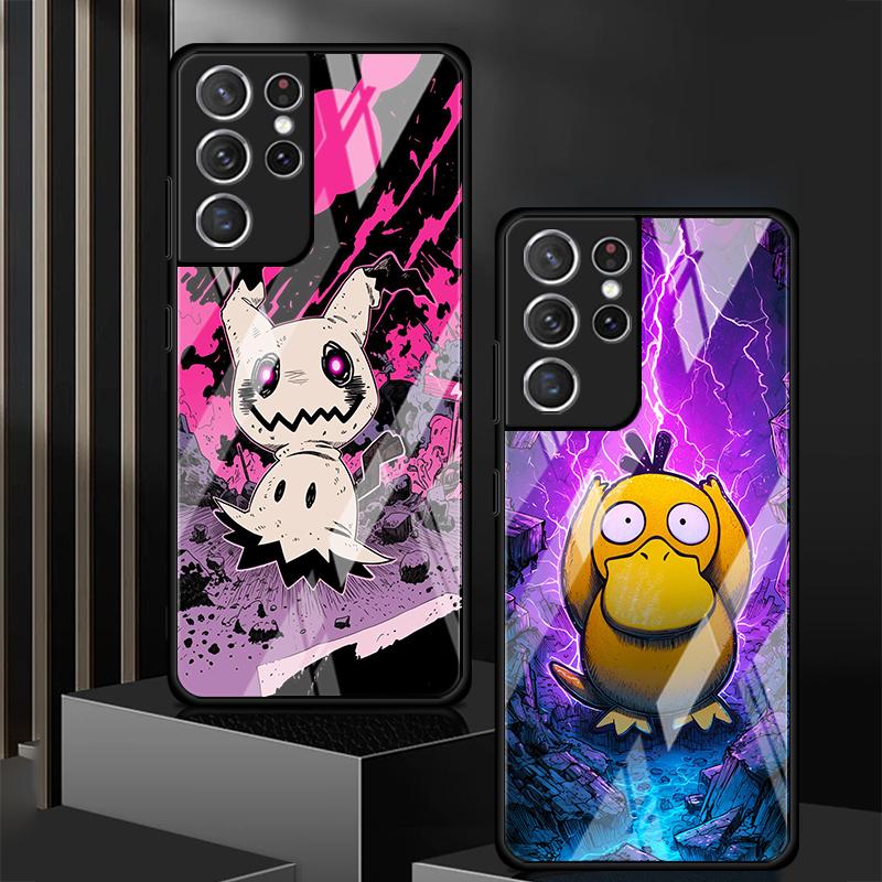 Anime Pokemon Gengar Luxury Phone Cover Glass Case for Samsung Galaxy S26 S25 Ultra S23+ S22 S25+ S21 S24+ S20 FE S23 Plus S24