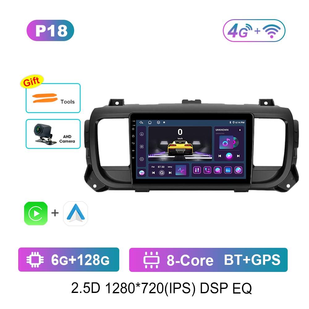 Carplay Android OS 9'' for Citroen Jumpy 3 2016 - 2021 for Peugeot Expert 3 2016 - 2021 Car Radio Multimedia Player 4G Bluetooth