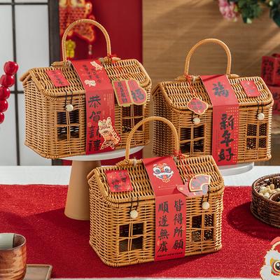 Rattan Storage Basket New Year Xmas Gift Packaging Box Creative Handbag Birthday Gift Vine Weaving Handbag Vine Woven Gift Box