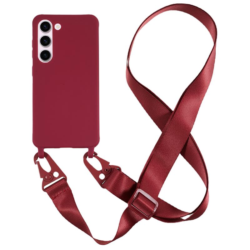 For Samsung Galaxy S23 Matte Soft TPU Case Anti-drop Phone Cover with Wide Lanyard
