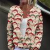 Women's Fashion Christmas Print Long Sleeve Knitted Cardigan Button Jacket