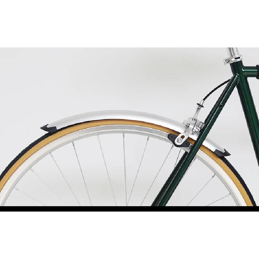 Bicycle Front Rear Fender Retro Fixed Gear Bike 700C Road Bicycle Fender Plastic and Aluminum Liner Fender Silver Black