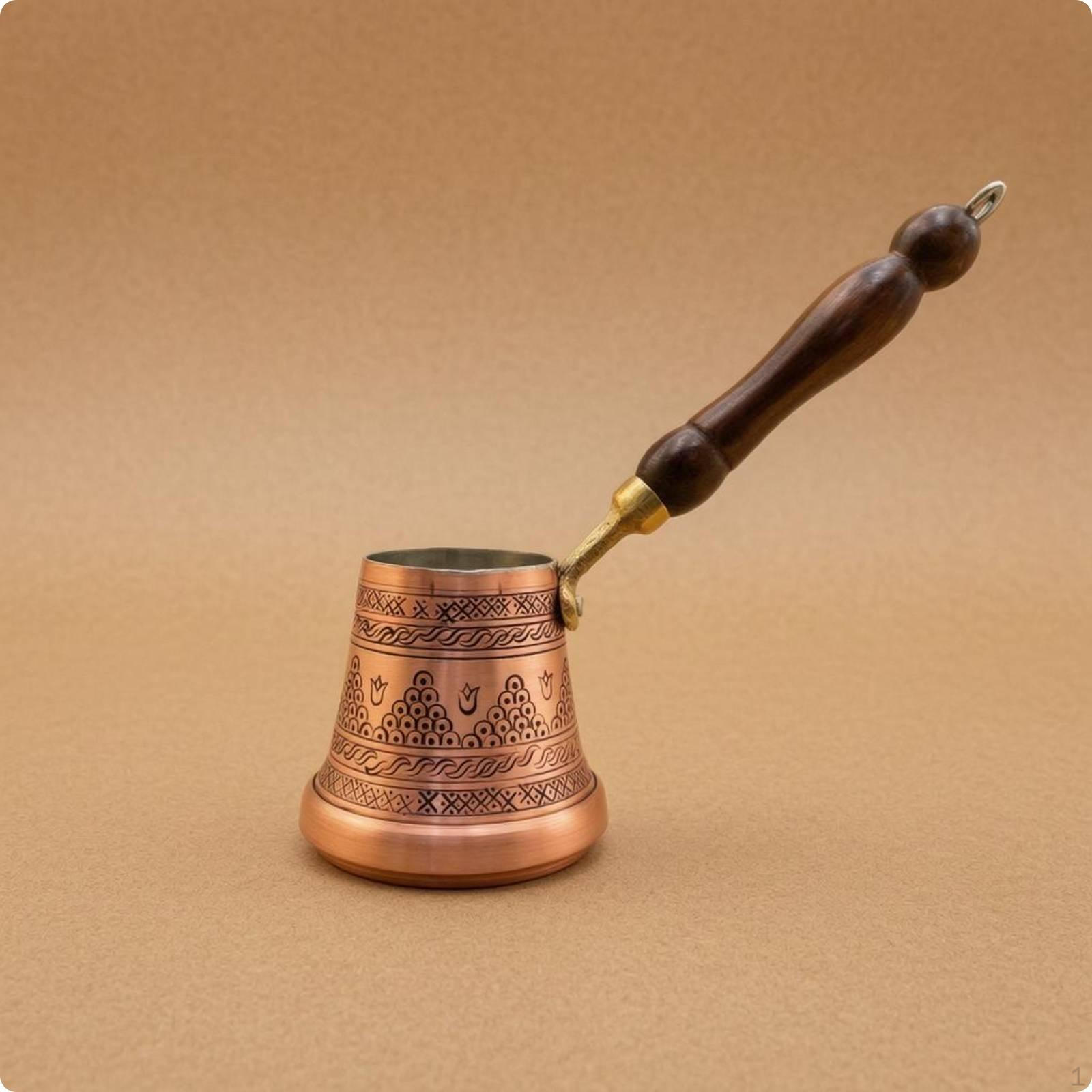 Wooden Handle Turkish Coffee Pot Handmade