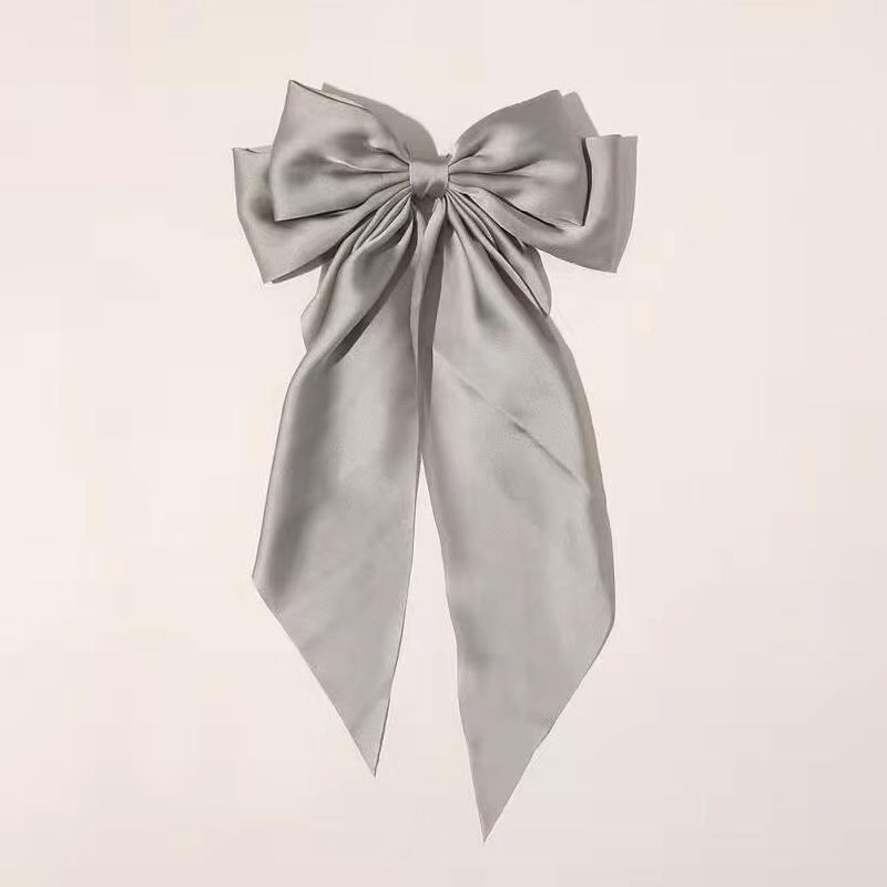 Fashion Satin Bow Hair Clips Solid Color Ribbon Bowknot Hairpins For Women Girls Large Size Barrettes Elegant Hair Accessories