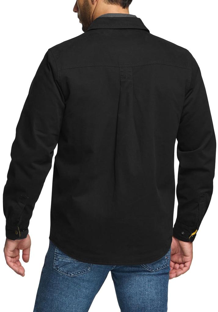 CQR Warm Twill Jacket with Flannel Lining for Warmth and Ideal for Outdoor and American Casual and Model Men's Protection, Hiking, Activities,
