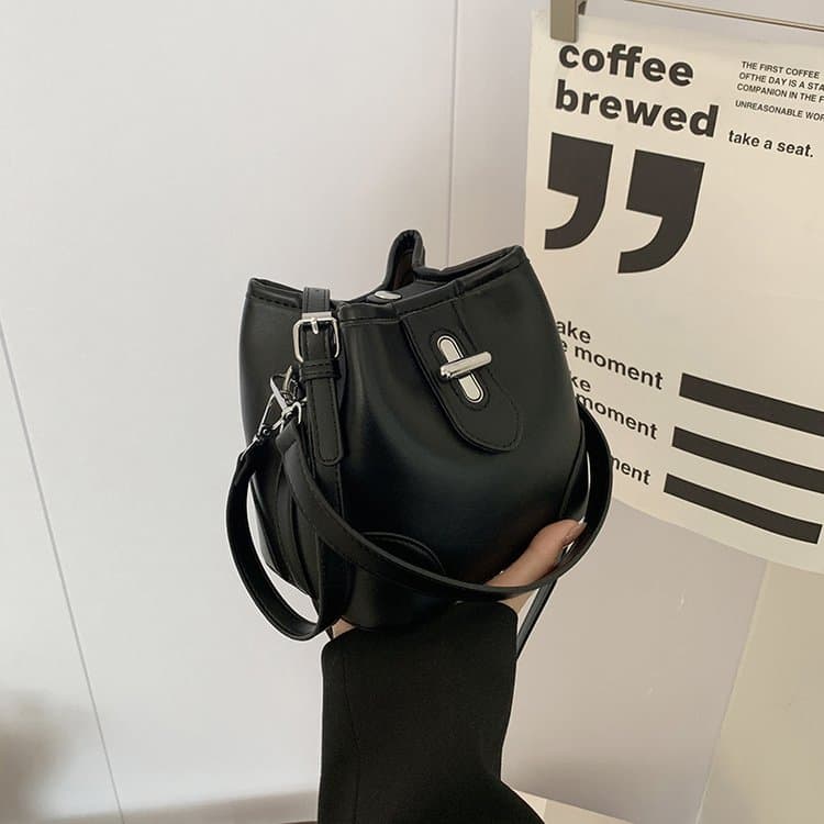 Color matching denim mini bucket bag women's messenger bag
