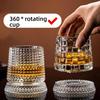 Crystal 360 Rotating Whiskey Glass Cup Creative Glass Cup With Base Bottle Bar Party Beer Mug Drinking Glasses Beer Accessory