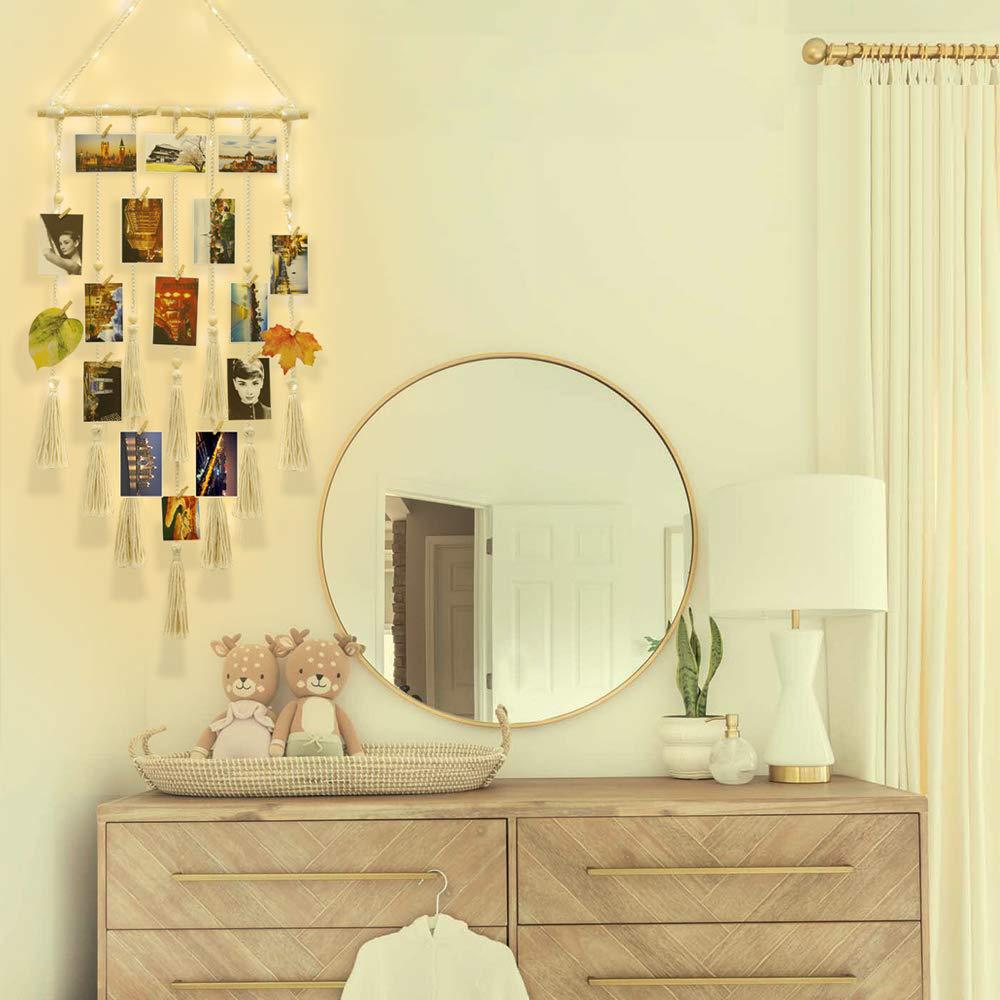 Bohemian Lace Wall Hanging Photo Display with Lights and Clips for Bedroom Decoration