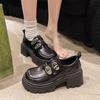 French Retro Black Heightened Platform Small Leather Shoes Women's 2025 New Autumn Versatile Skirt Mary Jane Single Shoes