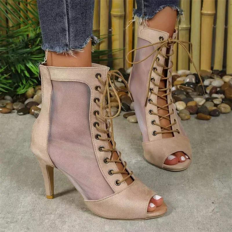Fashion Woman AnkleLatinDance ShoesFor GirlsSoft BottomBallroomSalsaShoes for Daincing Ladies High HeelPratice Latino Shoes