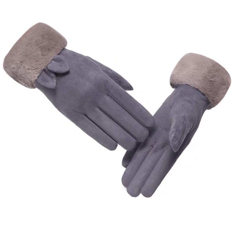 

Winter gloves women thickened warm and velvet cute riding touch screen One Size сірий колір