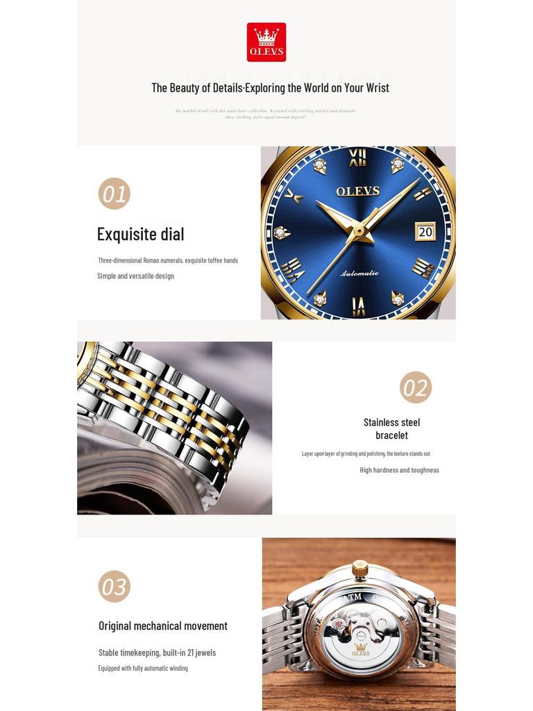 Oulishi Ladies' Automatic Diamond Roman Numeral Watch