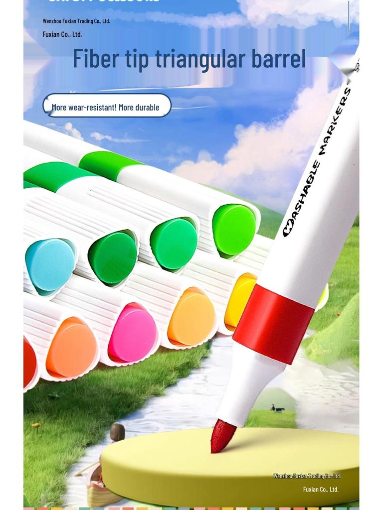 24-Color Washable Triangular Watercolor Pen Set for Kids