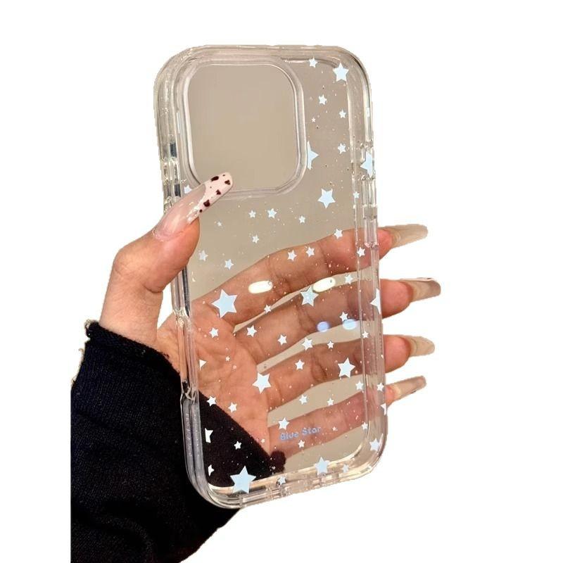 Blue Star is suitable for iPhone16 Apple 15promax mobile phone case, the new transparent 14plus silicone 13/12.