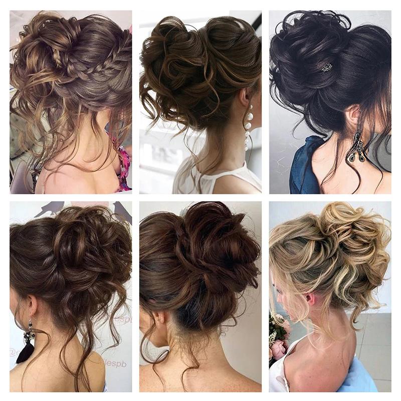 Synthetischer Haarknoten Damen Pferdeschwanz Haarverlängerung Scrunchie Elastisch Dutt Haarteile Scrunchie Wickel