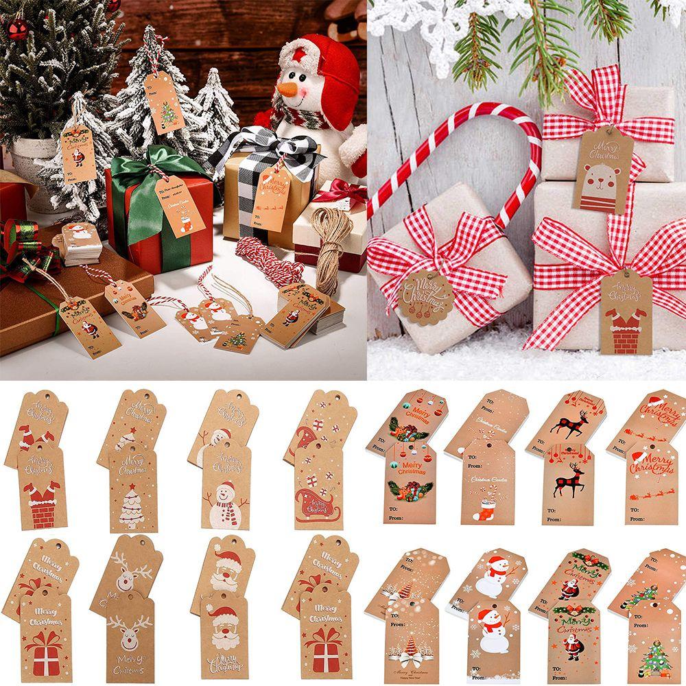 

Упаковочные материалы для украшения, крафт-бумага, рождественская бирка, подарочная упаковка, бирки, рождественские этикетки