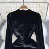 Autumn Winter Luxury Pearls Velvet Wedding Party Dress Women's Stand Collar Sparkling Sequins Beading Zipper Mini Fishtail Dresses
