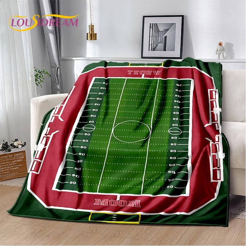 2025 Rugbyfeld Rugby American Football Cartoon Weiche Decke, Weiche Überwurfdecke für Zuhause Schlafzimmer Bett Sofa Reiseabdeckung Kind