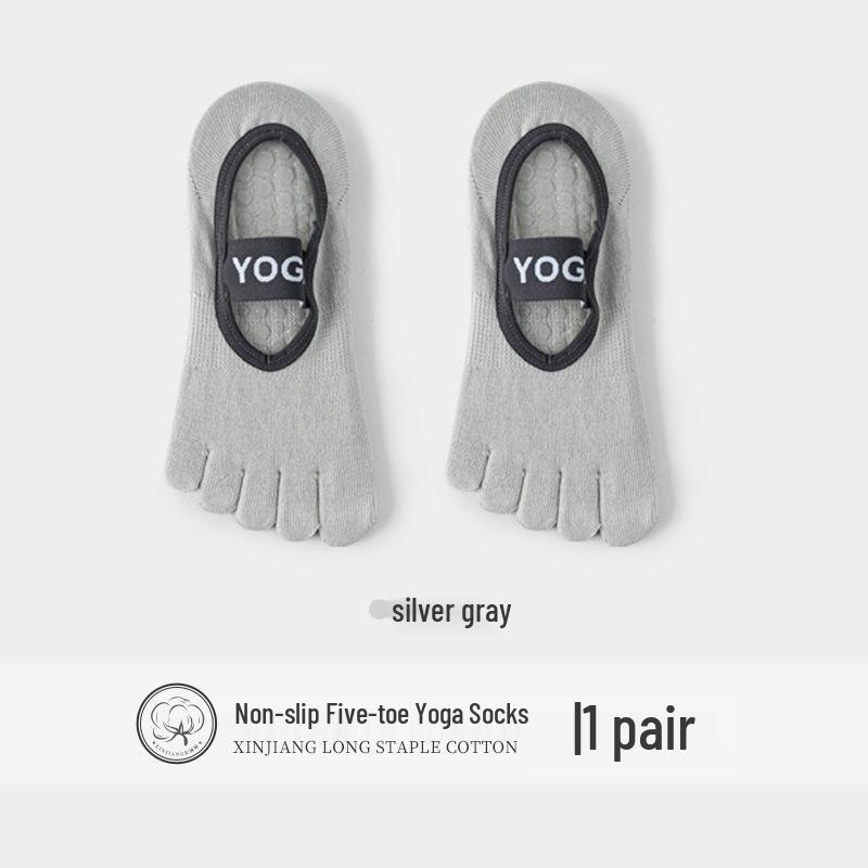 Women's Anti-Slip Yoga & Pilates Five-Toe Socks - Summer Thin, Pure Cotton Toe Separator Boat Socks