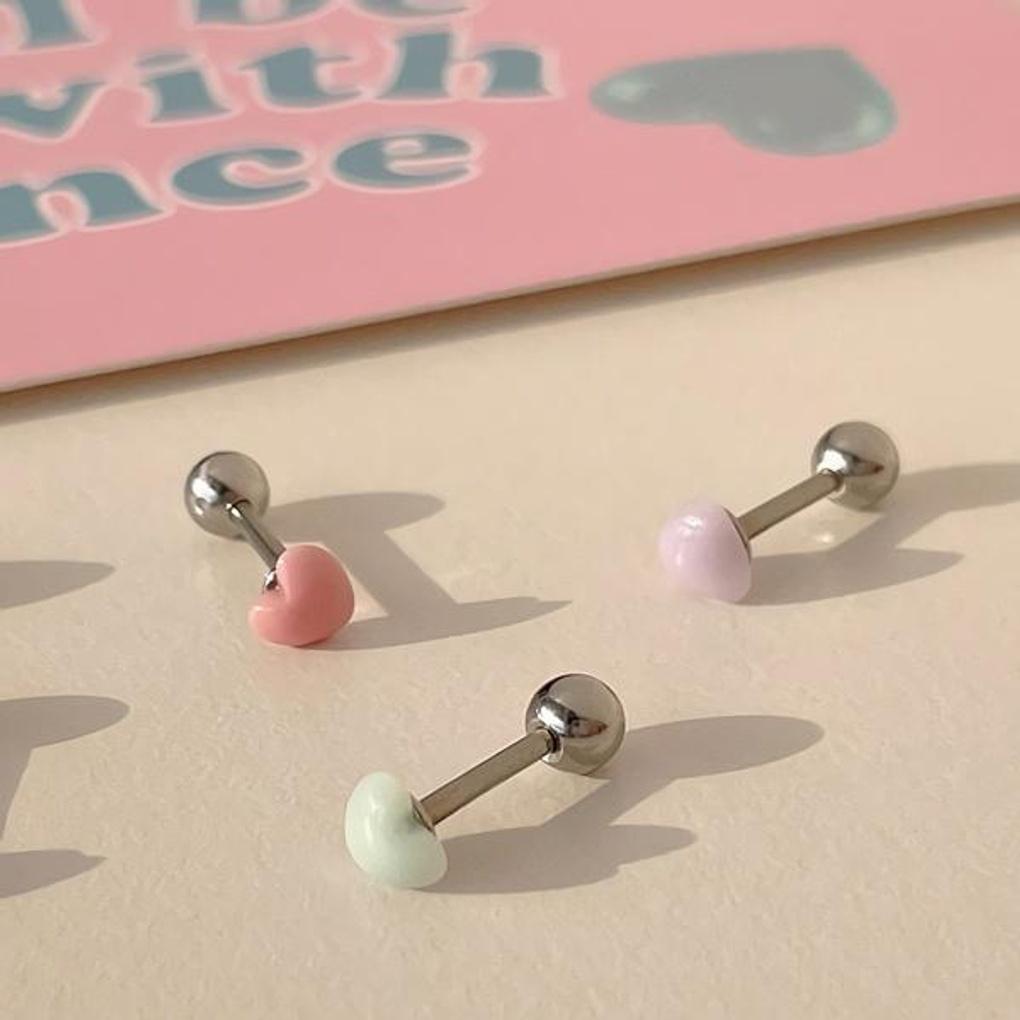 Women's Surgical Steel Cream Fondant Acrylic Heart Piercing