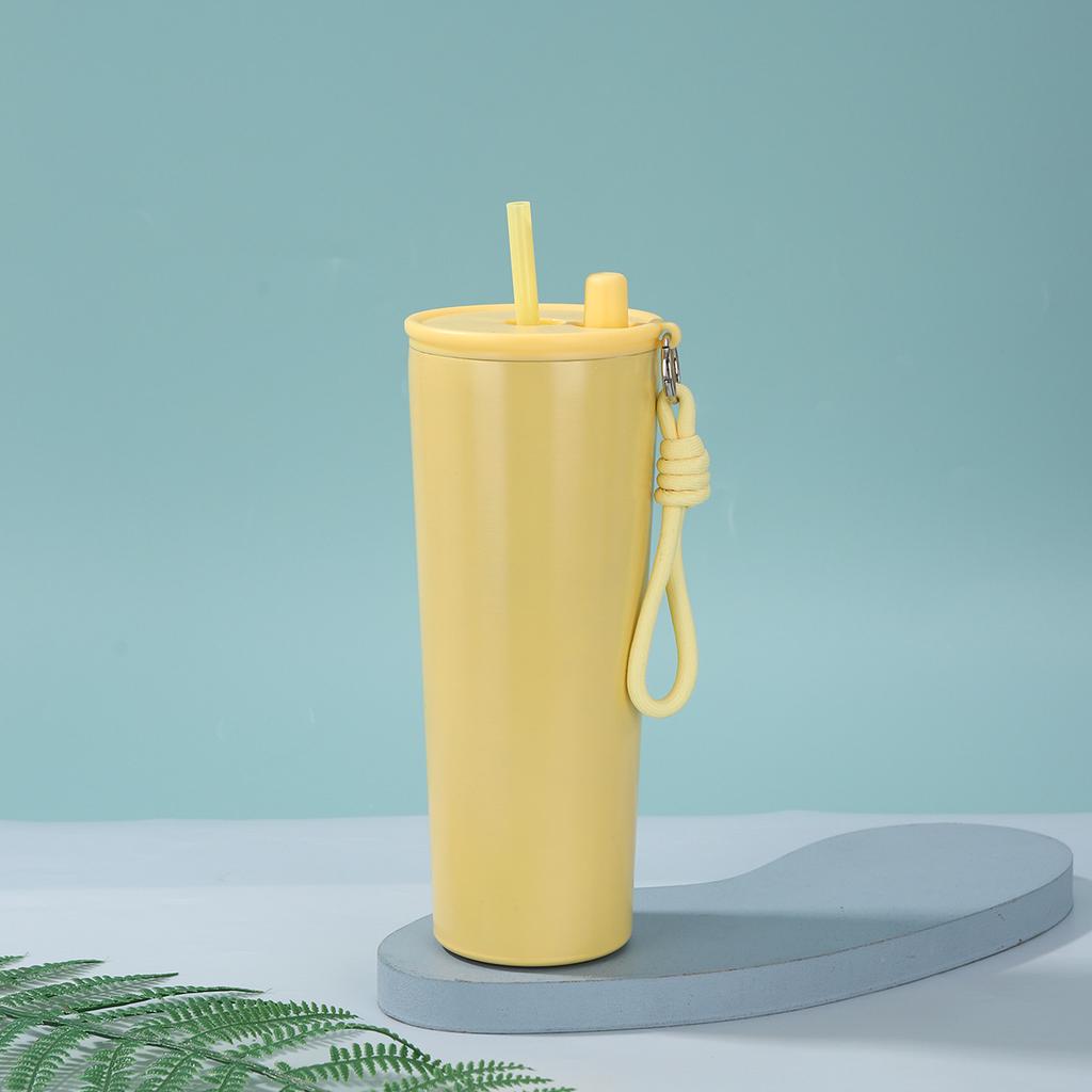 Kubek Termosowy ze Stali Nierdzewnej 304 Duża Pojemność Dwuwarstwowy Próżniowy Kubek ze Słomką Zewnętrzny Przenośny Sportowy Kubek na Wodę