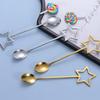 Hemoton Five-Pointed Star Dessert Spoon Set Stainless Steel Gold Coffee Tea Ice Cream Spoons 5.7 Inch Star Handle Flatware for Kitchen Dining