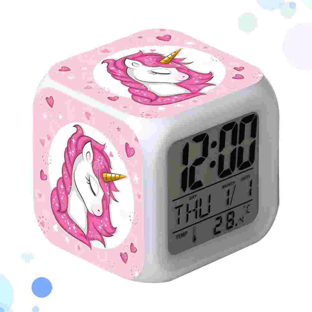 

Будильник для девочек с рисунком единорога, спальня, электронный светодиодный настольный номер, путешествие
