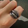 Retro Overlapping Feather Adjustable Open Ring For Men Punk Gothic Edgy  Silver Color Bikers Accessories Vintage Gift