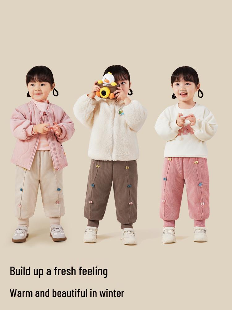 Jingqi Fleecegefütterte Winterhosen für Mädchen - Warme, modische Baumwoll-Oberbekleidung