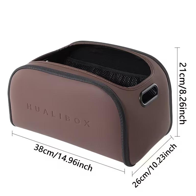 Luxury-Style Leather Multi-Functional Car Storage Box, Passenger Side Large Opening Storage Box, Large Capacity Trunk Organizer