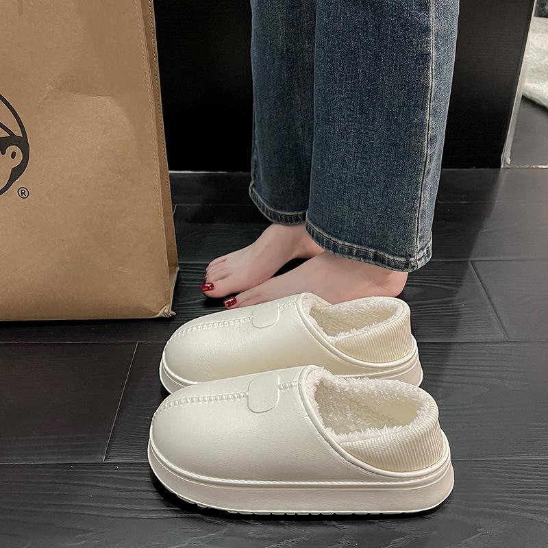 Women's & Men's Non-Slip Waterproof Cotton Slippers - Winter 2025 New Style, Indoor Closed-Toe Design for Couples.