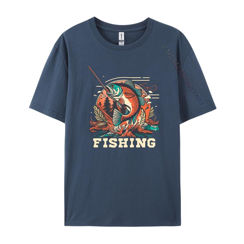 Fishing TShirt NEW YEAR DAY All Cotton Tops Tees Printed Tshirts Cheap Tshirts Oversized T Shirt Men