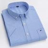 Camicia da Uomo in Cotone Oxford di Alta Qualità a Maniche Corte per l'Estate Comfort Traspirante Classica Tinta Unita a Quadri Business Tempo Libero