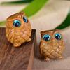 Green Sandalwood Wood Owl Mini Hand Carved DIY Pendant Home Desktop Ornament Souvenir Gift for Home Office Room Decoration