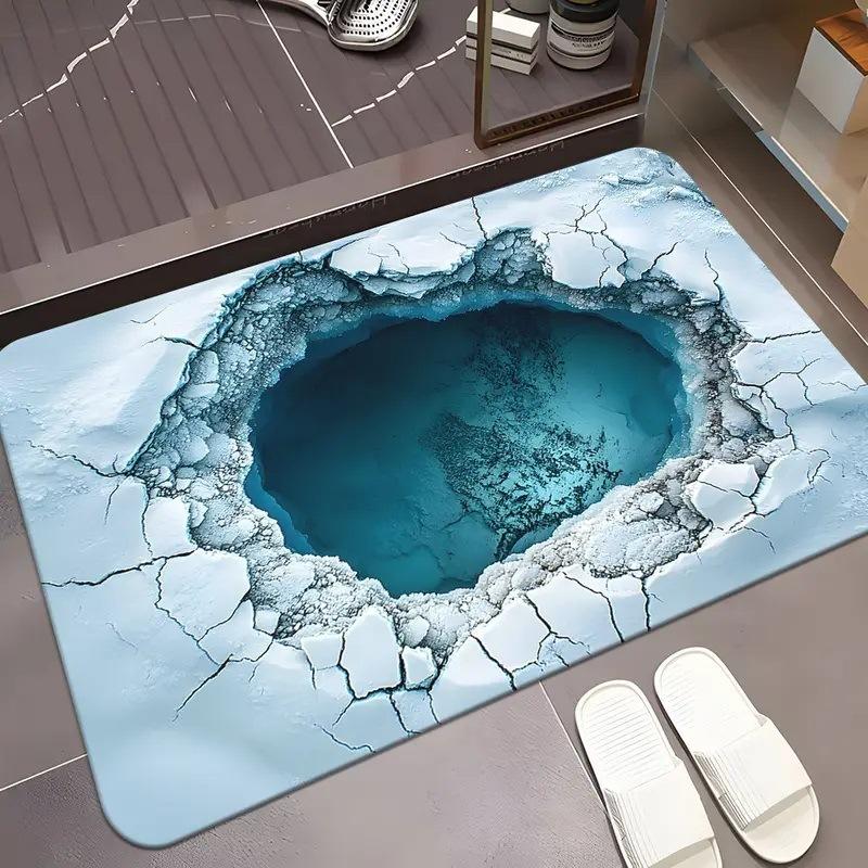 3D Stereo Effect Lava Ice Cave Realistic Design Carpet Mat Rug Home Decoration Soft Absorbent Non-Slip Bathroom Welcome Mat