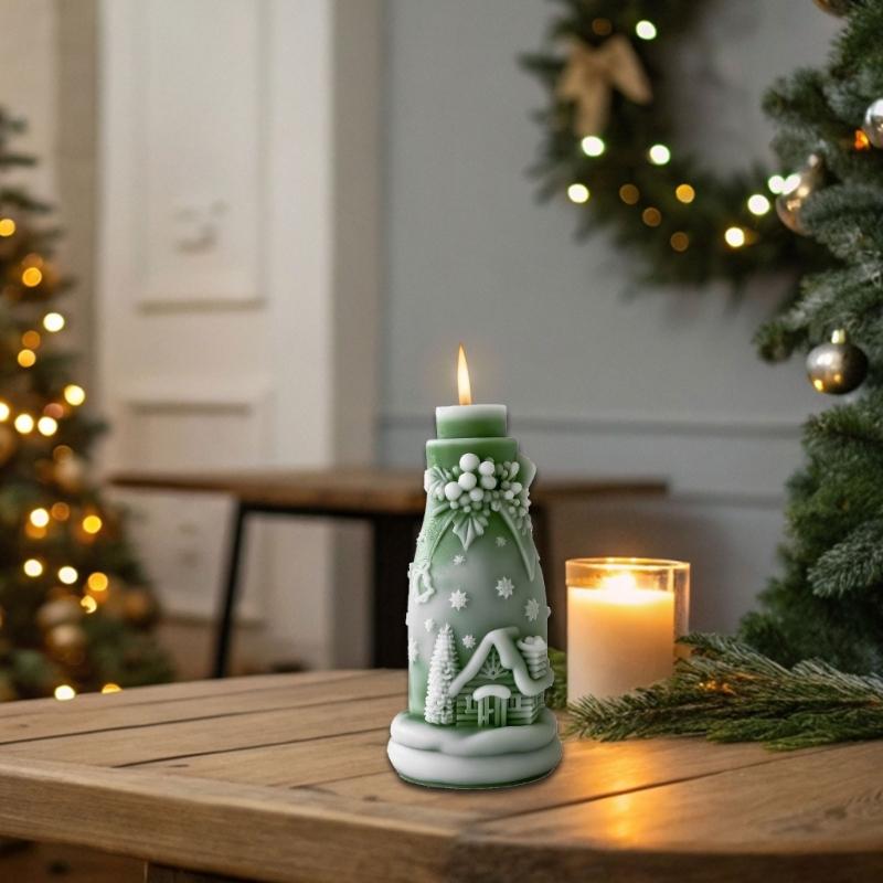 Christmas Embossed Bottle Silicone Candle Mold For Epoxy Resin Making Candle Soap Chocolate Christmas Home Decoration