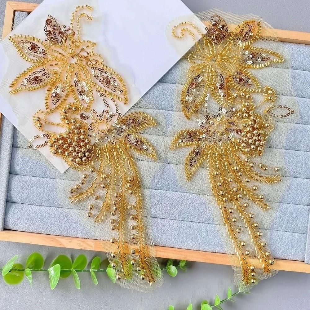 Mesh Fabric Clothing Applique Handmade Nail Beads Patch Repair Clothes Patches  Women Clothes