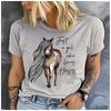 Unisex 100% Polyester Summer Top Just a Girl Who Loves Horses Print Loose Round Neck Short Sleeve Fashion for Lovers