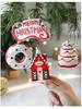 Red & White Painted Wooden House Christmas Ornaments: Car, Gift Cane, Donut, & Cloth Pendants
