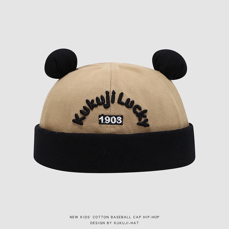 Korean Style Kids' Embroidered Letter Melon Hat – Cute Spring & Autumn Design for Boys & Girls