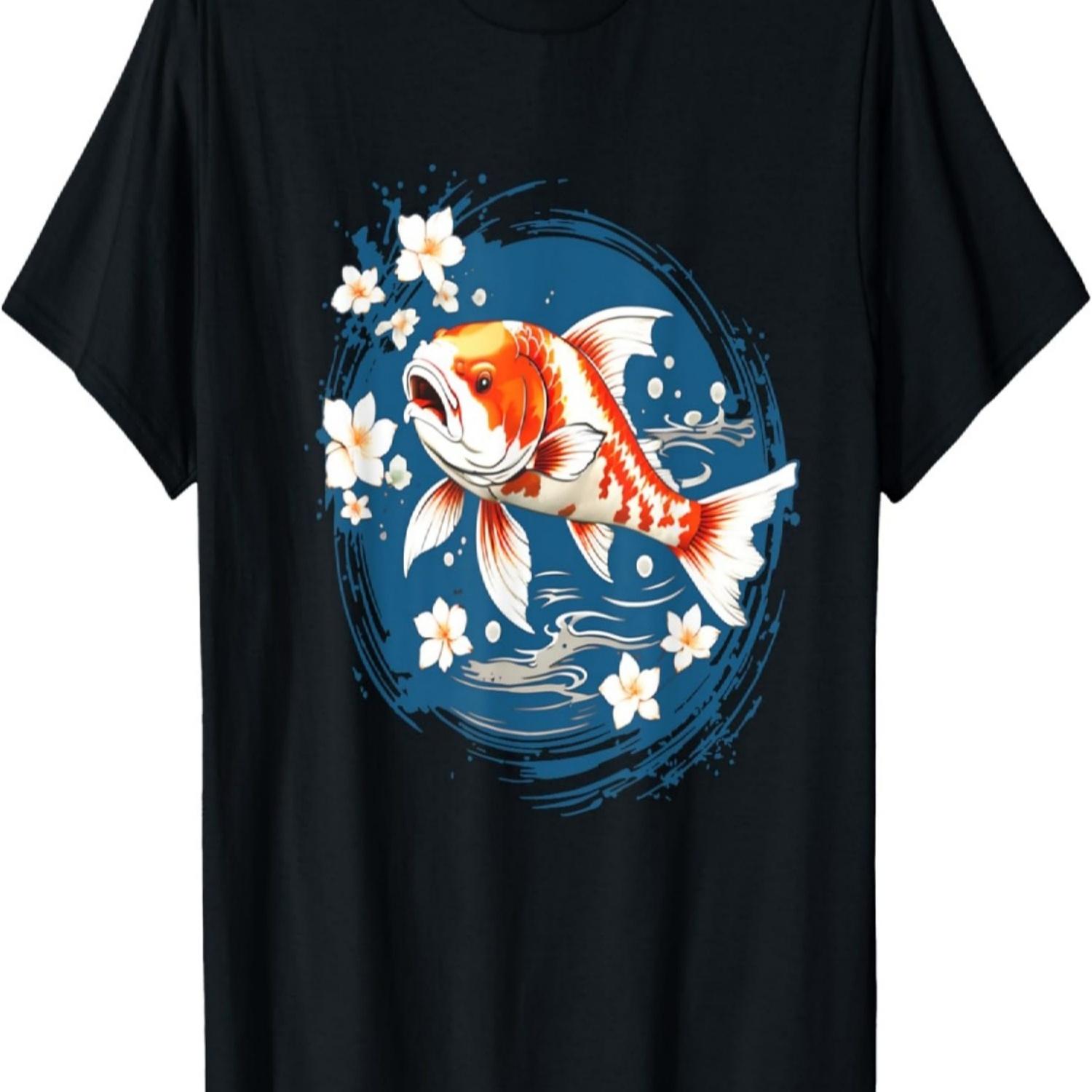 Koi Carp Fish  Koi Cherry Blossom Garden Pond T-Shirt S чёрный