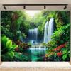 1 Tropical Waterfall and Floral Landscape Wall Hanging - Vibrant natural scene with lush greens  reds